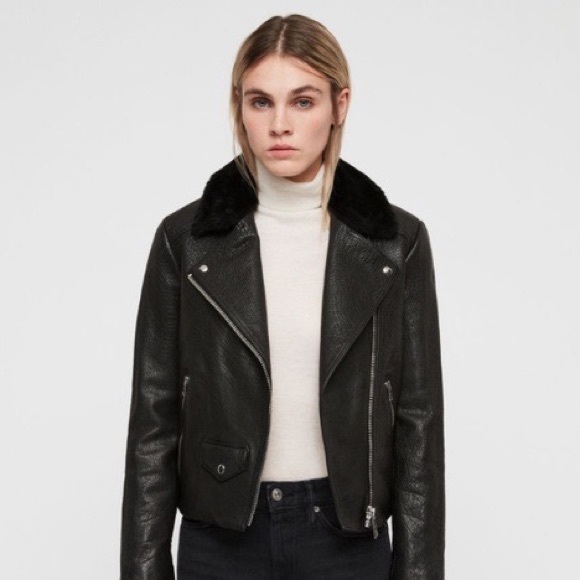 New Shearling All Saints Leather Jacket - Picture 7 of 7